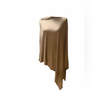 Sigrid Olsen NWT Asymmetrical Knit Poncho in Taupe linen blend